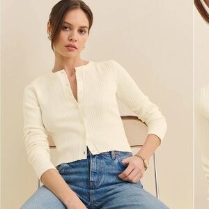 Reformation Ivory Ribbed Knit Top